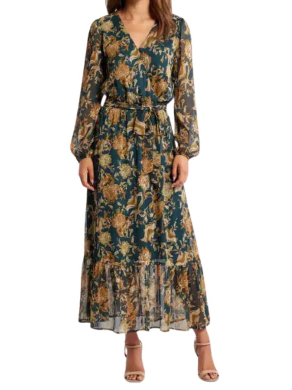 NEW Chelsea28 Long Sleeve Faux Wrap Midi Dress Size XS